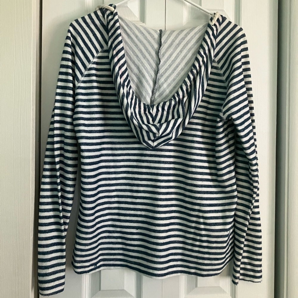 Nautical Navy and White Striped Hoodie w/ Anchor - Picture 2 of 6